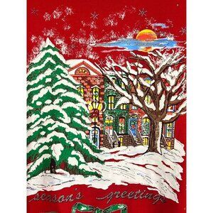 Vintage Christmas Sweatshirt Red L Festive Holiday Classic 80s Retro Ugly Artsy